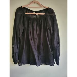 KARTIKA Italy black Baloon sleeve Thin Cotton Lace Detail Shirt Size S(IT 42)